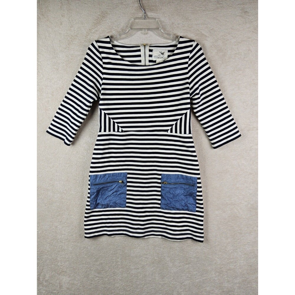 Tabitha Anthropologie Women's Half Sleeve Striped Pocket Dress Size 4